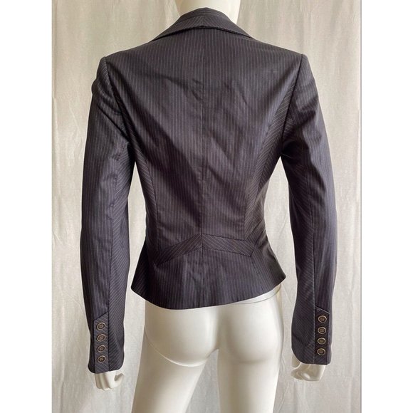 Marciano Women's Blazer Jacket One Button Striped Black Cotton Slim Fit Size 4 - Picture 5 of 12